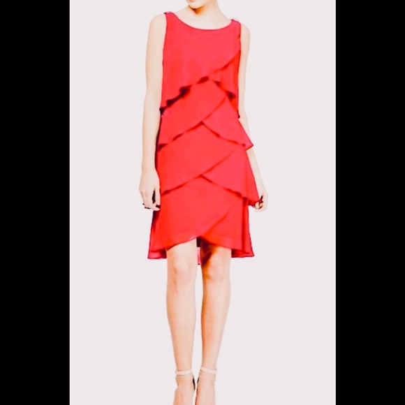 SL Fashions Dresses & Skirts - Coral Chiffon Teared Layer Dress Size 14 NWT